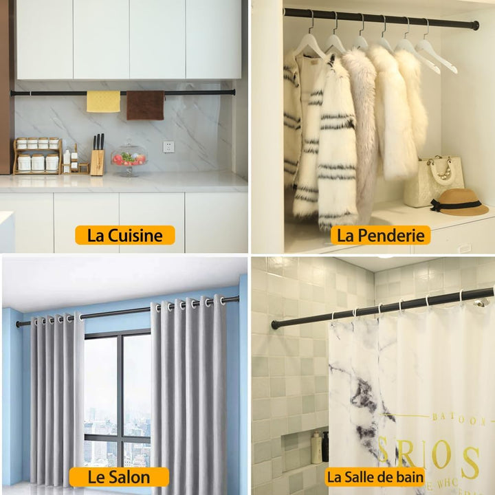 Duschvorhangstange ohne Bohren Teleskopstange Gardinenstange aus Edelstahl Klemmstangen ausziehbar K