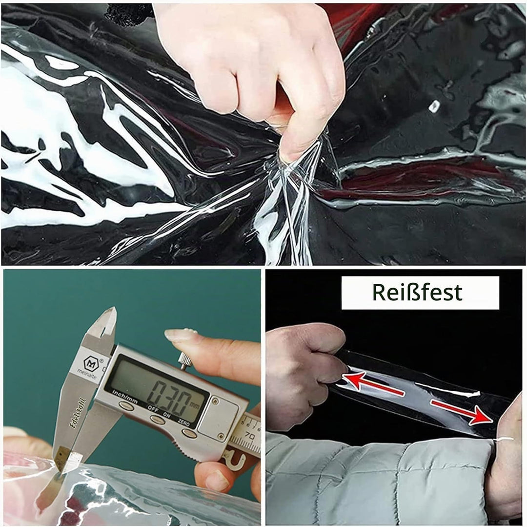 Plane Transparent mit Ösen 1X3M, PVC Durchsichtige Plane Wasserdicht Abdeckplane, Reissfest Winddich
