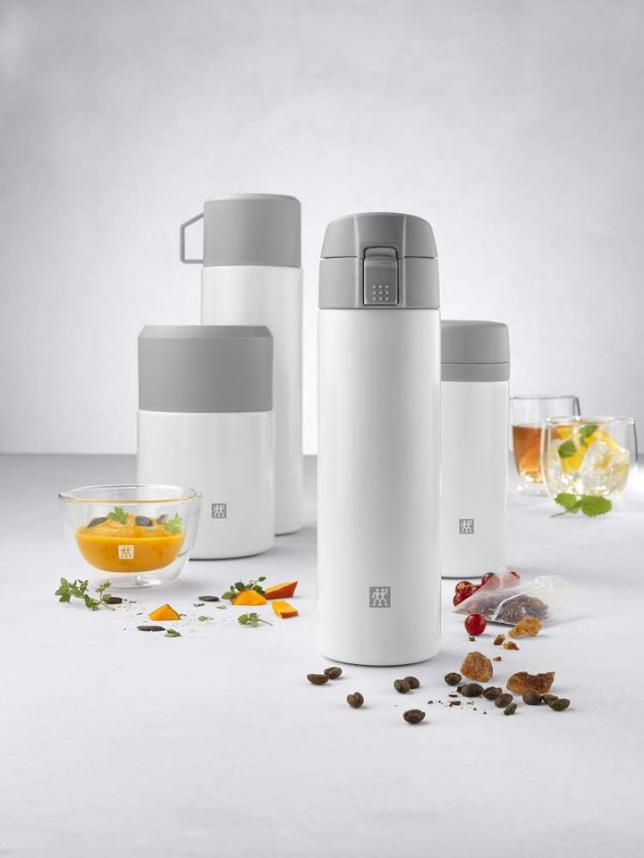 ZWILLING Thermo Thermoflasche, 450 ml, Auslaufsicher, Doppelwandisolierung, Edelstahl, Weiss Weiss 4