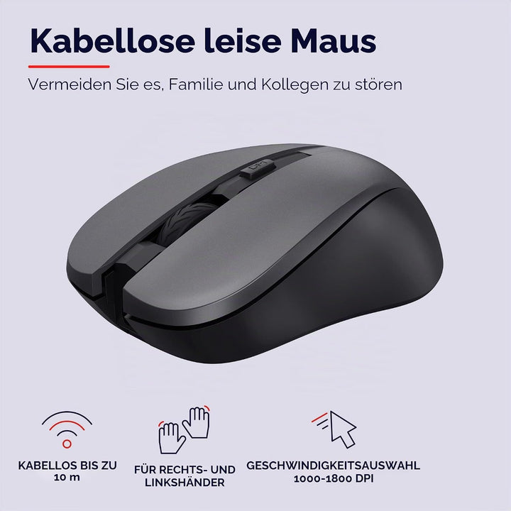 Trust Trezo Wireless Spanische QWERTY Tastatur und Maus, Langlebiges Design, leise und ergonomische