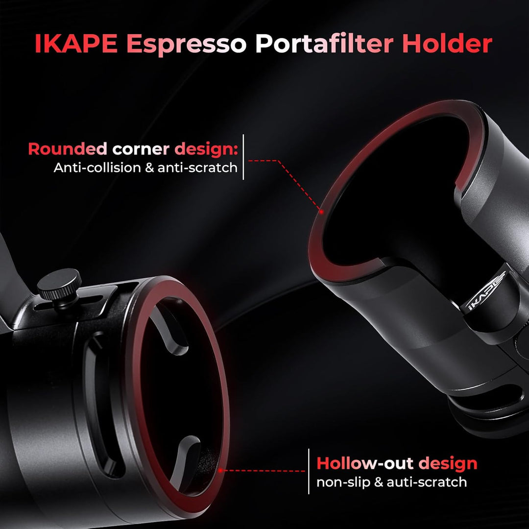 IKAPE Neu überarbeiteter Espresso-Tamper- und Siebträgerhalter – Basis aus Aluminiumlegierung zum An