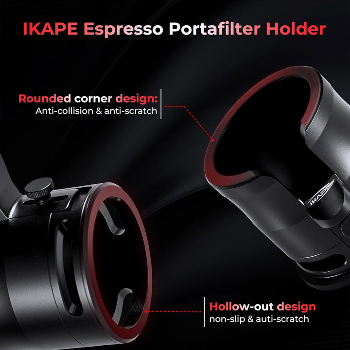IKAPE Neu überarbeiteter Espresso-Tamper- und Siebträgerhalter – Basis aus Aluminiumlegierung zum An