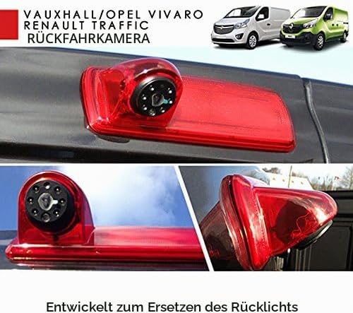 Rückfahrkamera Vivaro Kamera an 3. Bremsleuchte Dachkante Einparkhilfe (NTSC) für Vauxhall Vivaro X8