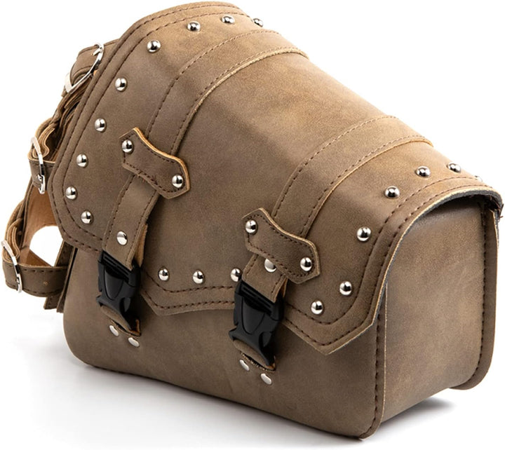 Motorrad-Satteltaschen - Braunes PU-Leder Schwingentasche Seitentaschen Dreieckige Gepäck-Werkzeugau