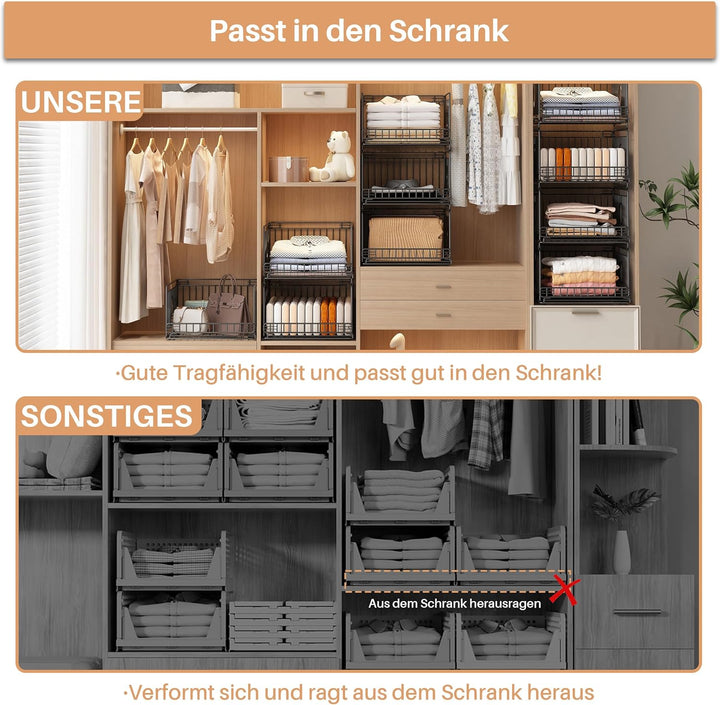 4 Stück Metall Schrank Organizer Kleiderschrank, Kein Bohren Ausziehbarer Schrank-Organizer, Stapelb