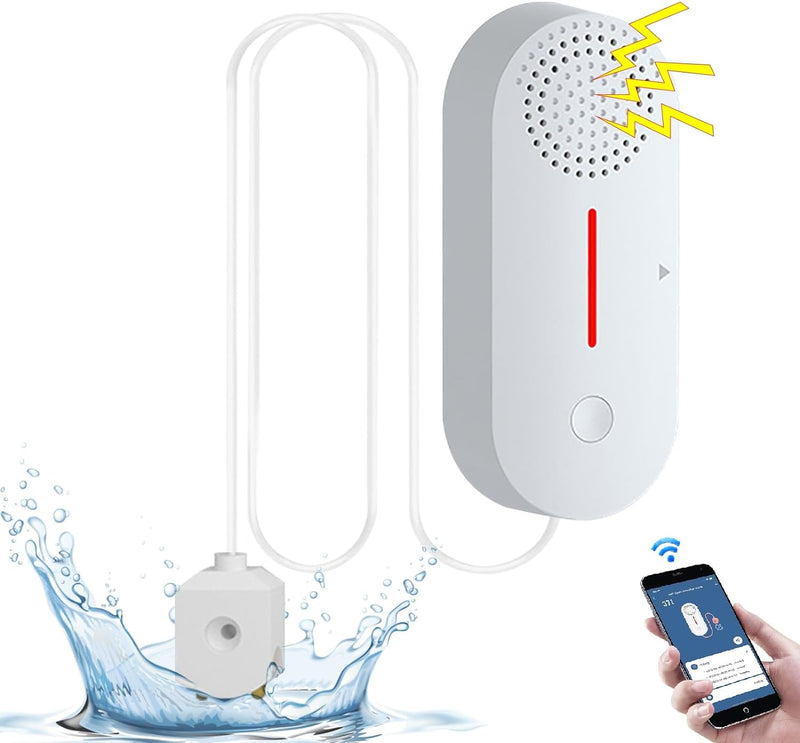 Cuteefun Wassermelder, Wasserstandssensor WLAN, 100dB Lauter Wassersensor, Wasseralarm mit Fernüberw
