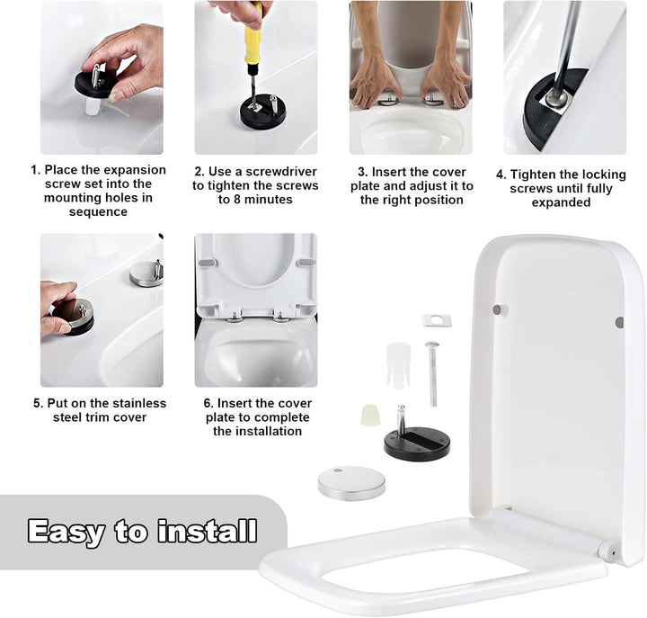 Kinsinder Quadratischer Form Toilettendeckel, WC Sitz mit Absenkautomatik, Toilettensitz Klodeckel K