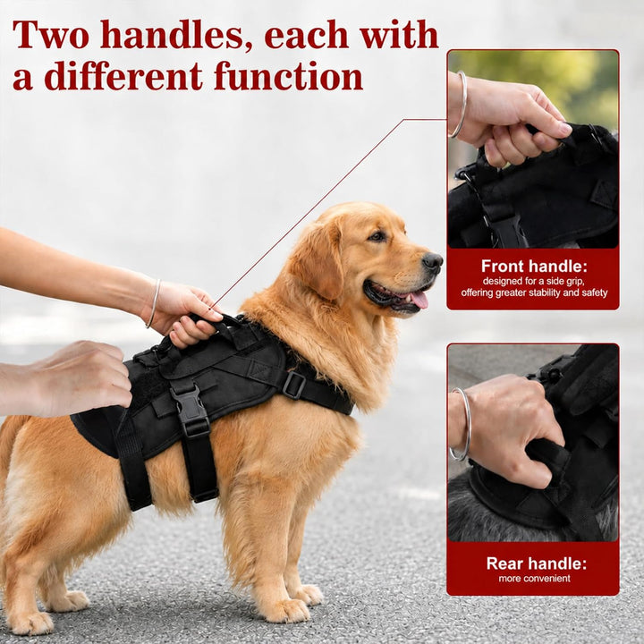 Anti-Zug Hundegeschirr, Schwarz, M | Verstellbare Passform für Kleine und Mittelgrosse Hunde, Weiche