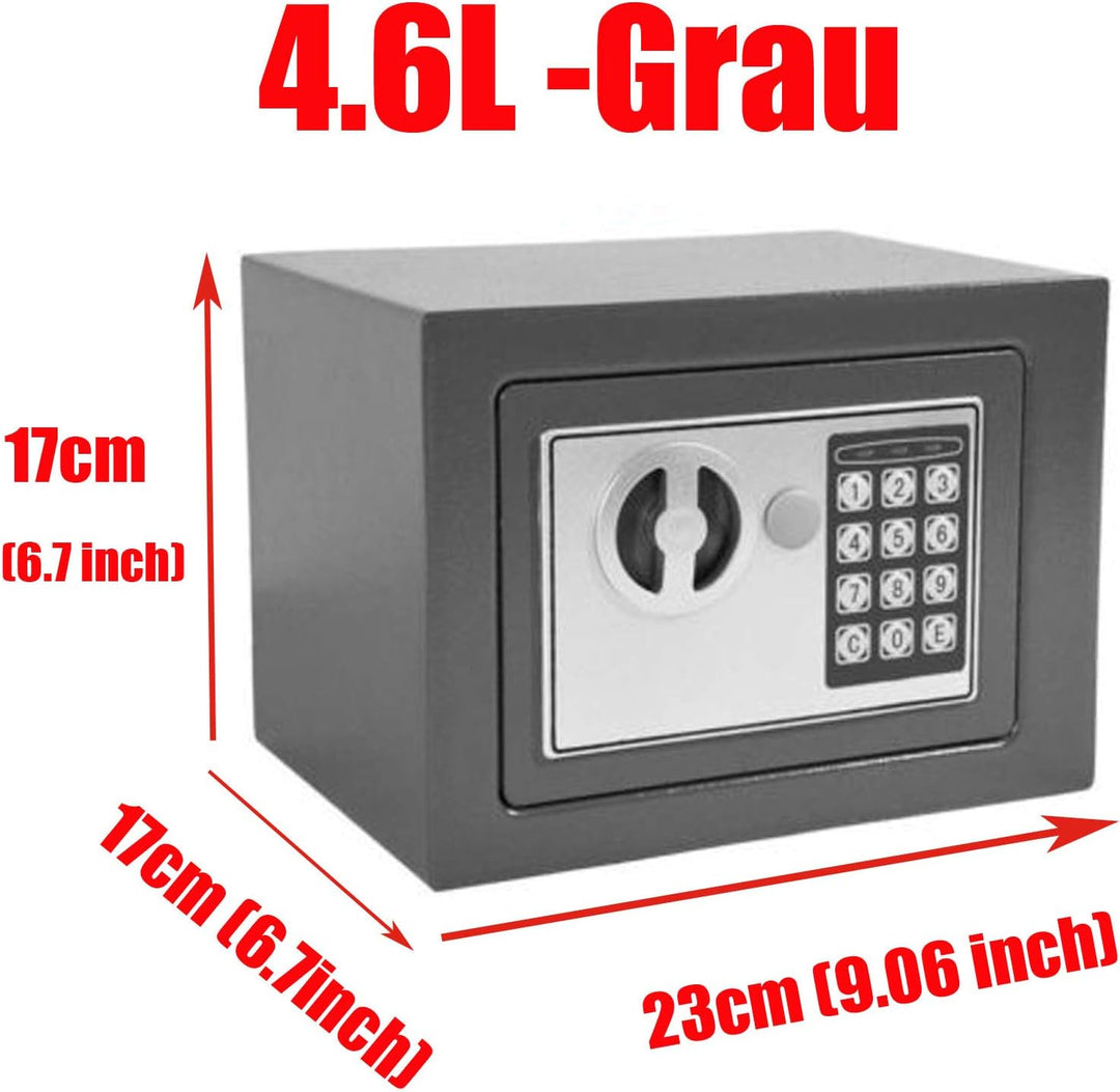 Tresor Möbeltresor Doppelbartschloss Eisenstahl Safe mit elektronischem Zahlenschloss und 2 Schlüsse