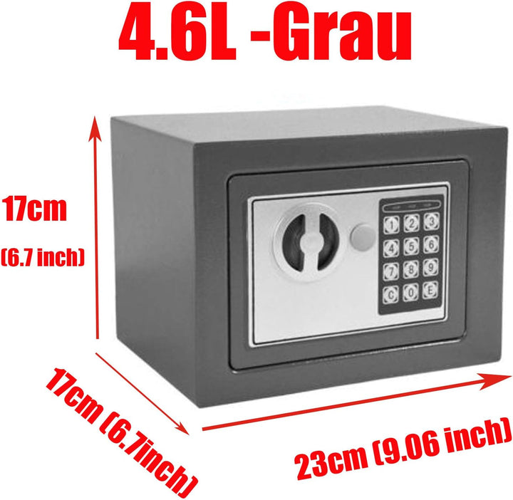 Tresor Möbeltresor Doppelbartschloss Eisenstahl Safe mit elektronischem Zahlenschloss und 2 Schlüsse