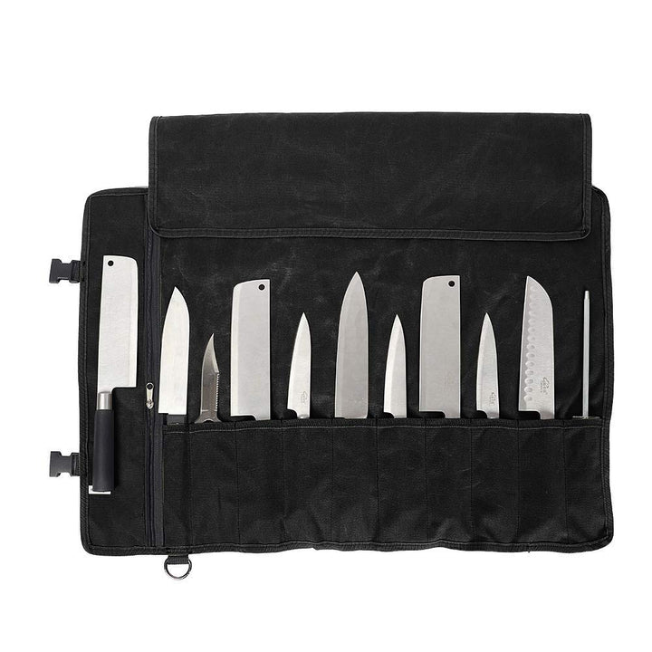 QEES Kochmesser Rolltasche 11 Slots, Messertasche für Camping, Wandern, Multifunktions-Werkzeugrollt