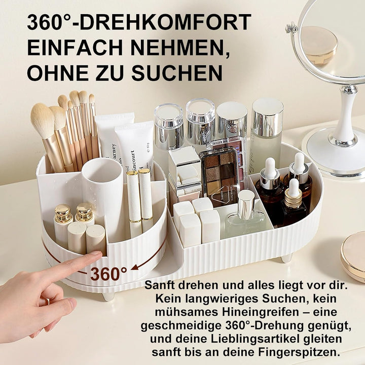 Make up Organizer 360° Drehbar, Grosser Bad Kosmetik Organizer mit Aufbewahrungsbox für Schminktisch