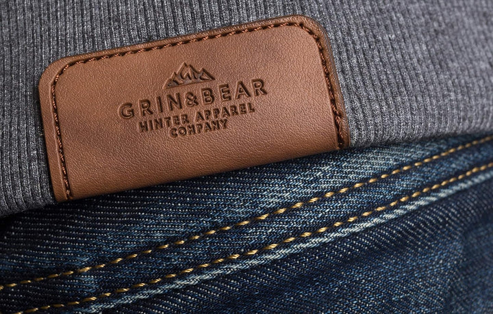 Grin&Bear Herren Hoodie Sweatshirt mit geprägtem Logo GEC017 M Grau Meliert, M Grau Meliert