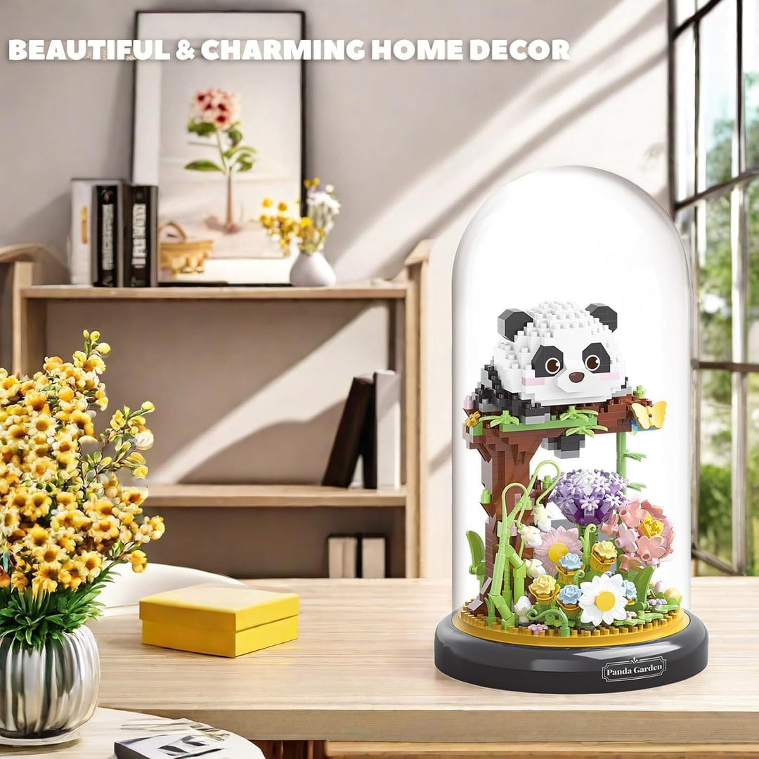 Panda Blumenstrauss Bausteine Bausatz, kreativer DIY Tiere Blumen Bauset Blumen Pflanzen Blumenstrau