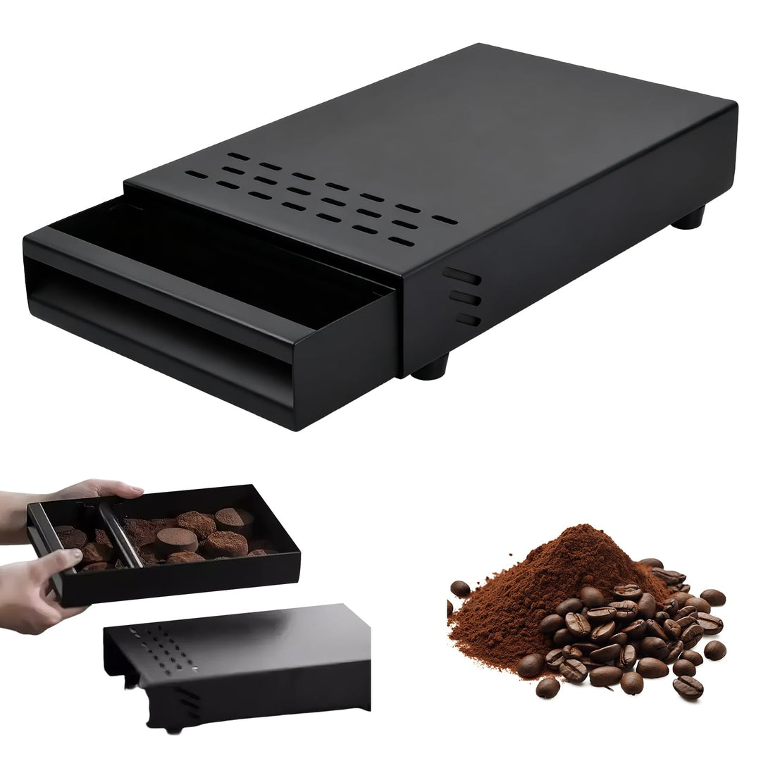 Kaffee-Abklopfbehälter aus Edelstahl, Kaffee-Abklopfbehälter in Schubladenform, Abnehmbarer Kaffeesa