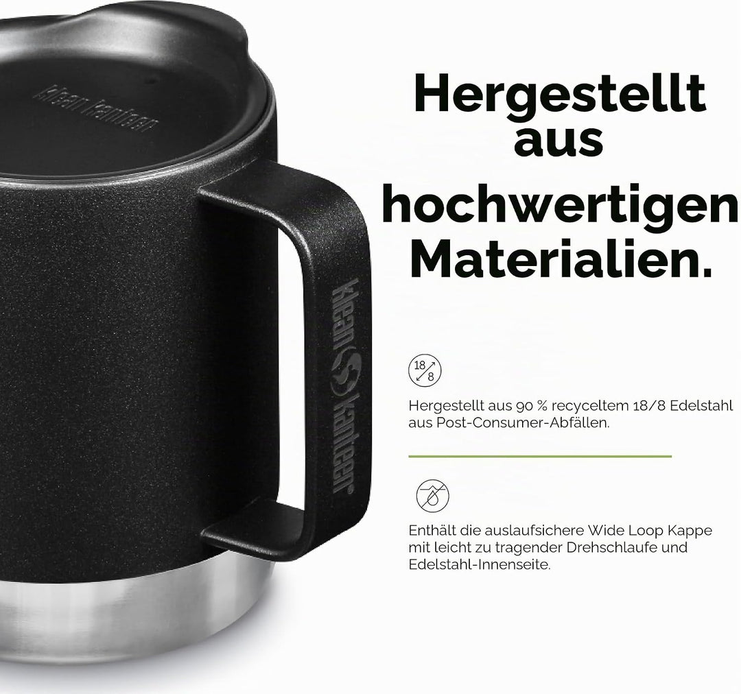 Klean Kanteen Isolierter Campingbecher, 340 ml, Schwarz
