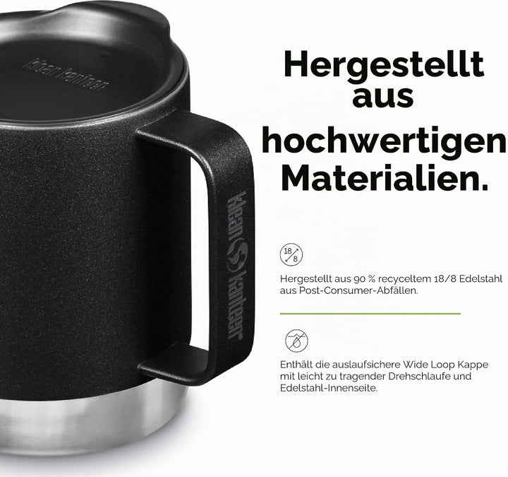Klean Kanteen Isolierter Campingbecher, 340 ml, Schwarz