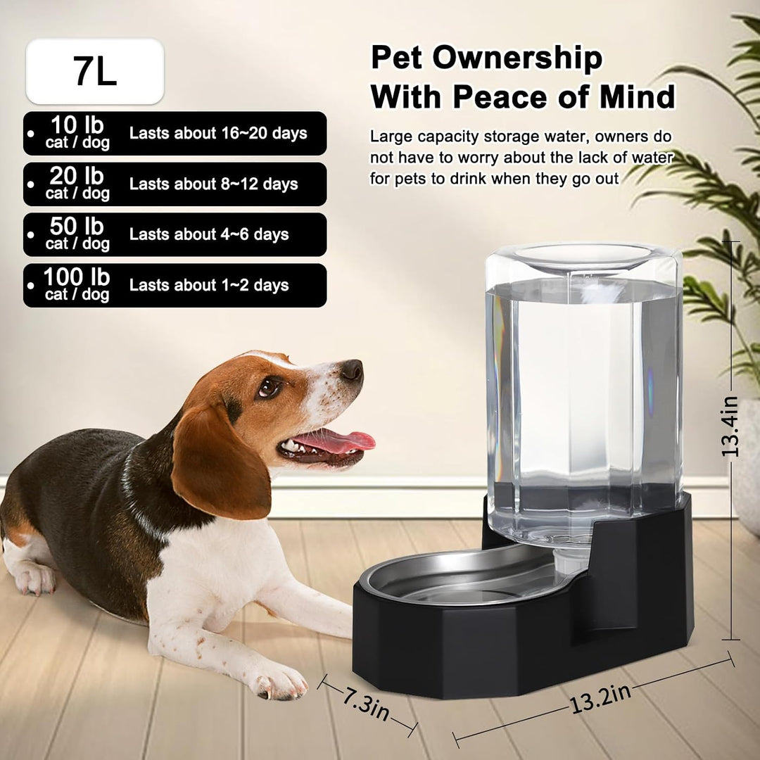 Sfozstra 7L Trinkbrunnen f. Hunde – Edelstahl, standsicher Schwarz 7L, Schwarz 7L