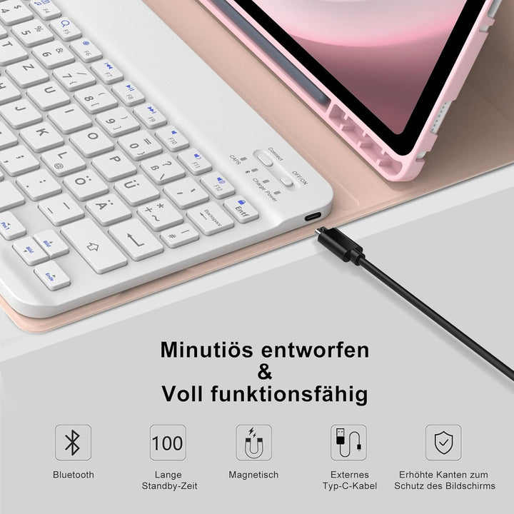 IVEOPPE Tastatur Hülle für Samsung Galaxy Tab А9 Plus 11 Zoll, [QWERTZ Deutsches], Bluetooth Abnehmb