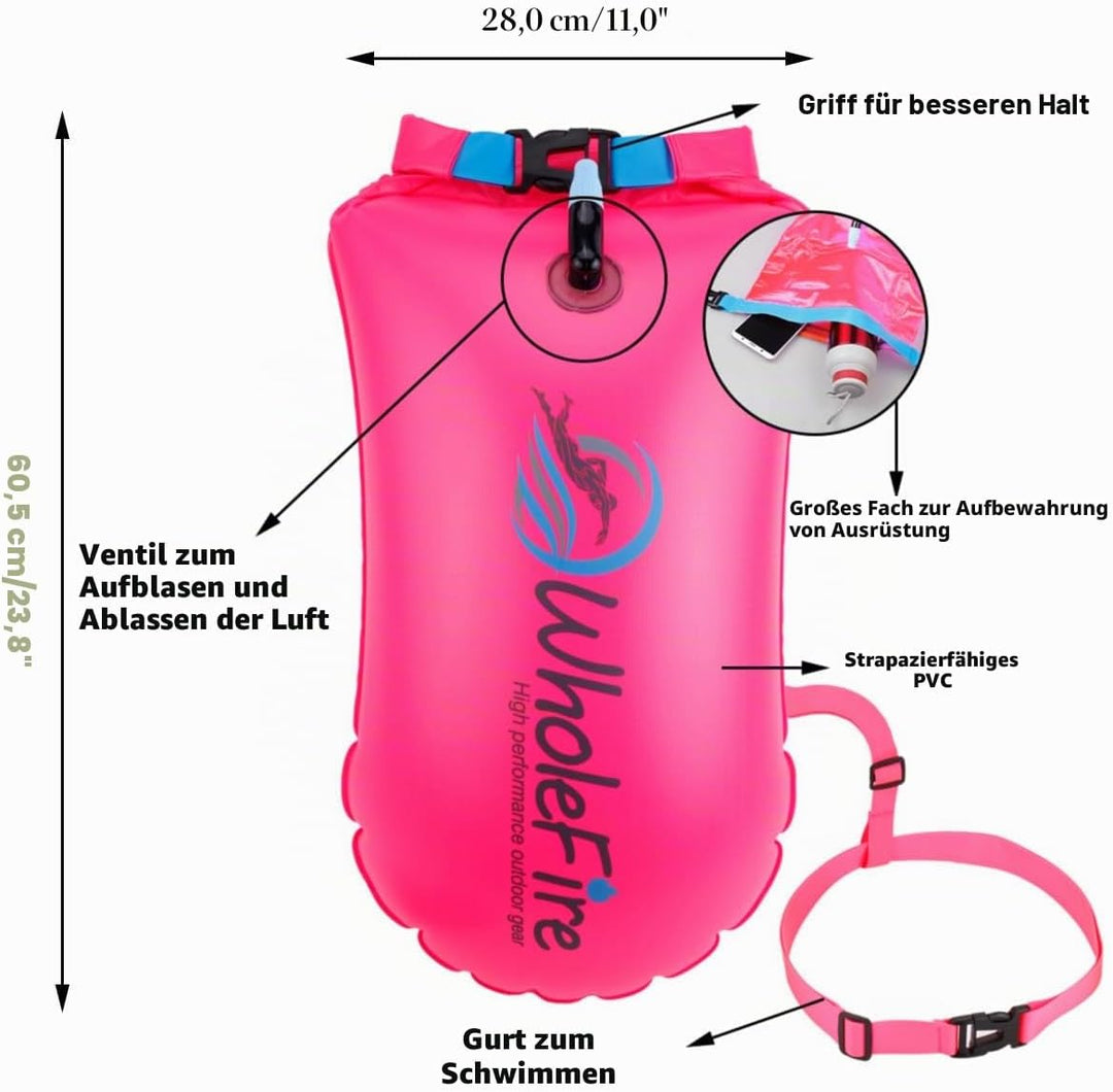 20L Schwimmboje Wasserdicht Aufblasbare Trockentasche Schwimmen Hohe Sichtbarkeit für Wassersport, o