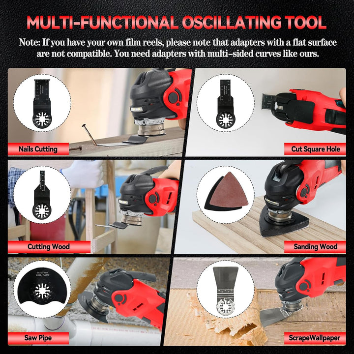 Akku Multifunktionswerkzeug für Milwaukee 18V, Oszillationswerkzeug Akku Bürstenlos Motor Multitool