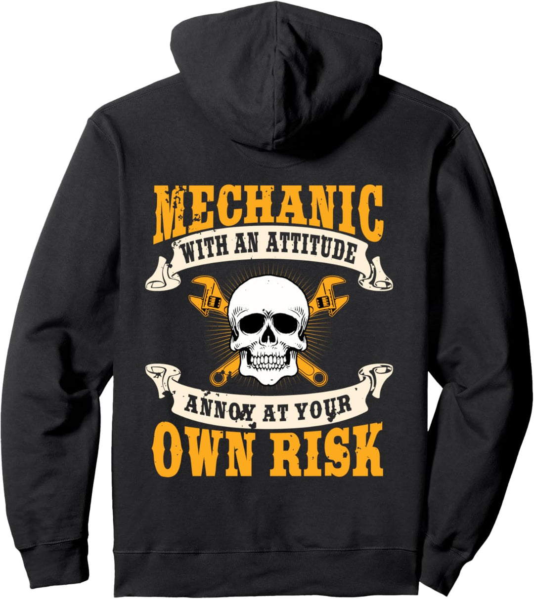 Mechanic Gifts Funny Car Repair Design On Back Pullover Hoodie