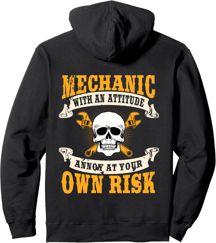 Mechanic Gifts Funny Car Repair Design On Back Pullover Hoodie