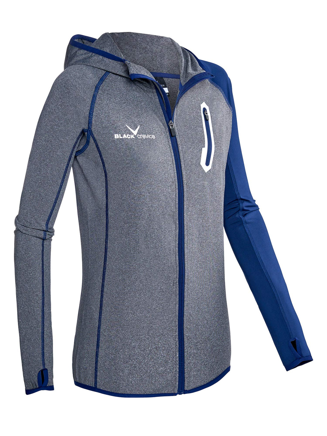 Black Crevice Damen Microfleece Jacke Second Layer Midlayer Kapuze BCR297980 36 grey/steel blue, 36