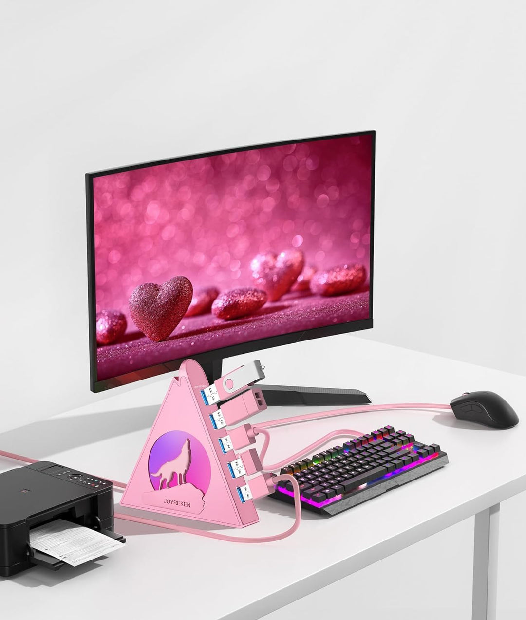 7 Port USB Hub,JoyReken USB 3.0 verlängerung mit verlängertem 60cm Kabel,USB Verteiler für Desktop,