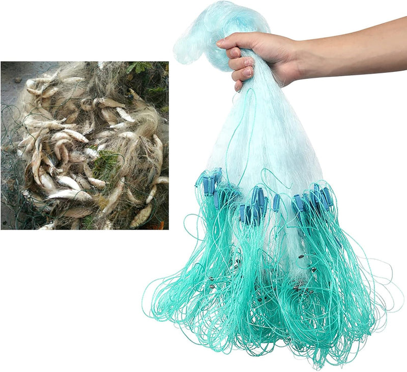 Pssopp Fischernetz 1,5 m x 50 m Nylon Tragbares Wurfnetz Monofilament Wurfnetz Angelnetz zum Fischen