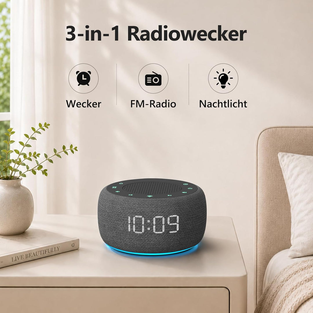 Buffbee Digitaler Radiowecker für das Schlafzimmer - 7-farbiges Nachtlicht, High-Fidelity-Klangquali