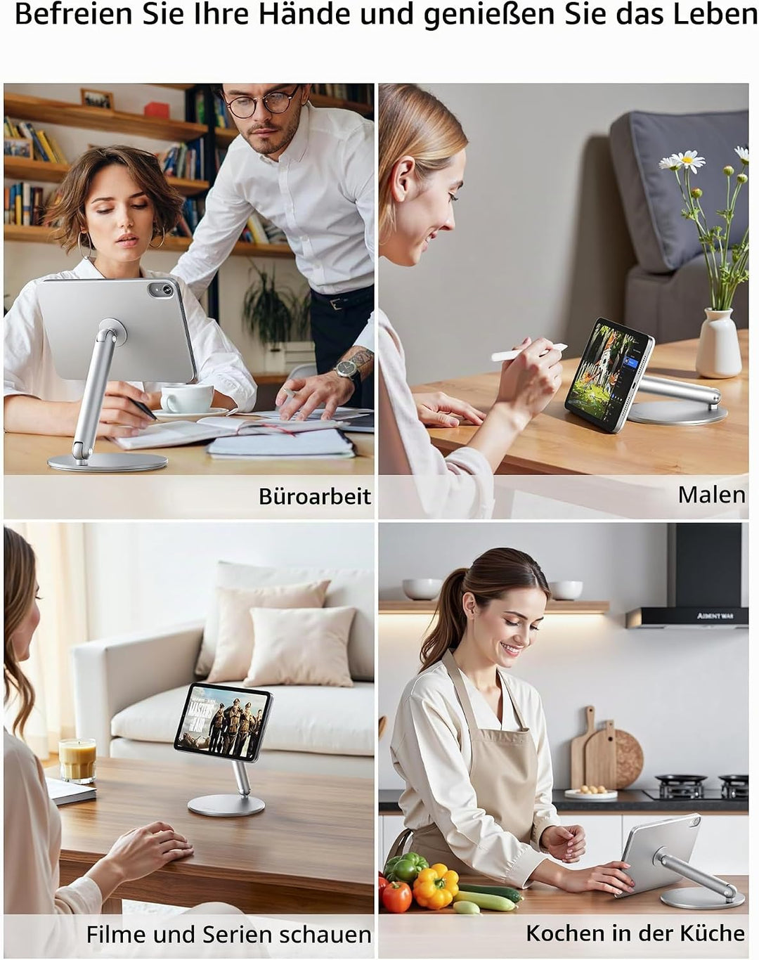 LULULOOK Magnetisch iPad mini 7 Ständer mit 360° Drehbar Basis, Faltbar Einstellbar Mini 6 Halterung