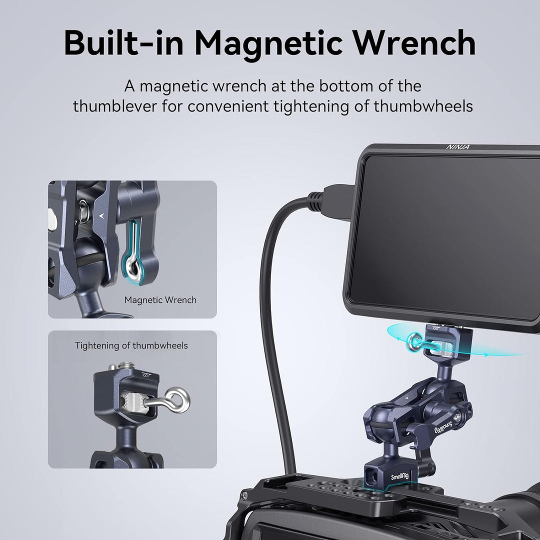 SmallRig Articulating Magic Arm mit NATO-Klemme und 1/4"-20 Schraube (mit einziehbaren Stiften), 360