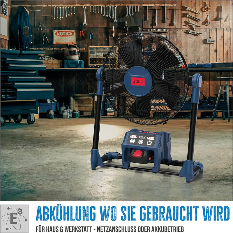 Güde Akku Ventilator V 18-201-05 (18 V oder 230 V, Windgeschwindigkeit max. 360 m/min. in 3 Stufen e