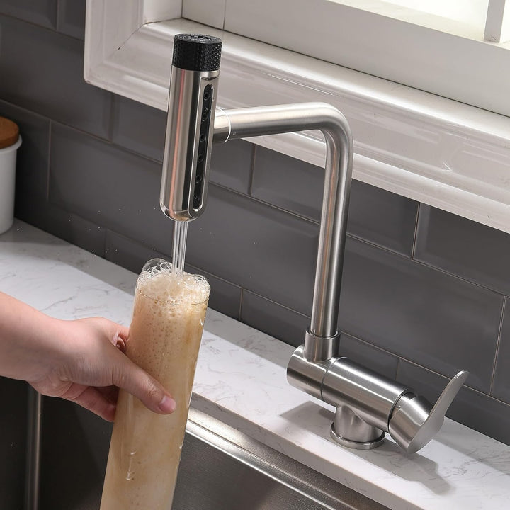 Vorfenster Küchenarmatur Klappbar,4 Wassersprühmodi, Hochdruck Wasserhahn Küche Vorfenster, Vorfenst
