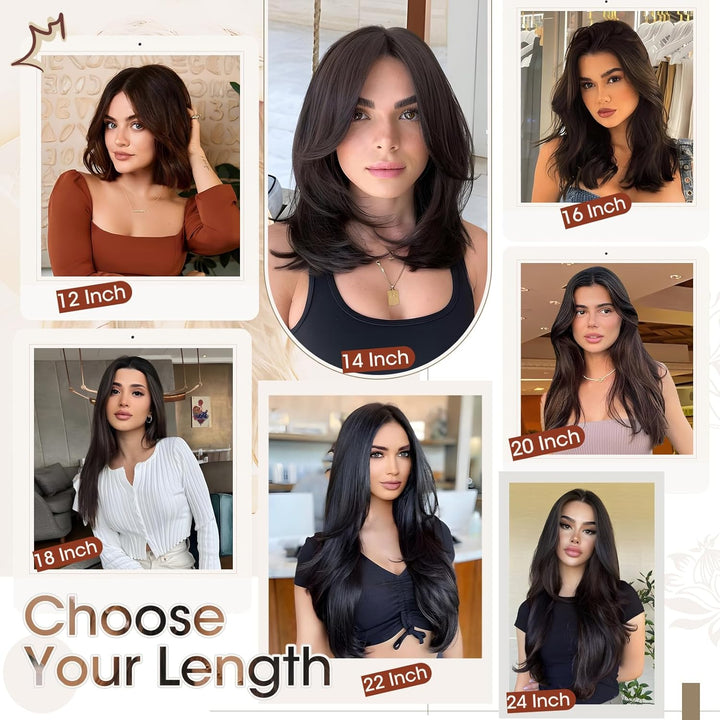 Elailite Echthaar Extensions Tape in #6 Mittelbraun 20 stück Invisible Kleber Haarverlängerung Klebe