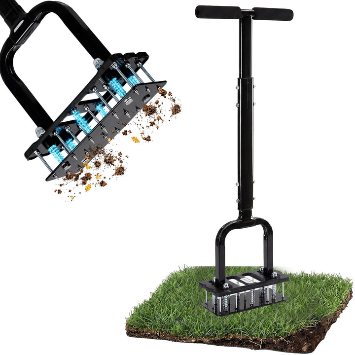 HAUSPROFI Innovative Rasenlüfter Manuell, 15 Spikes Aerifizierer für Rasen,6 Federn Rasen Aerifizier