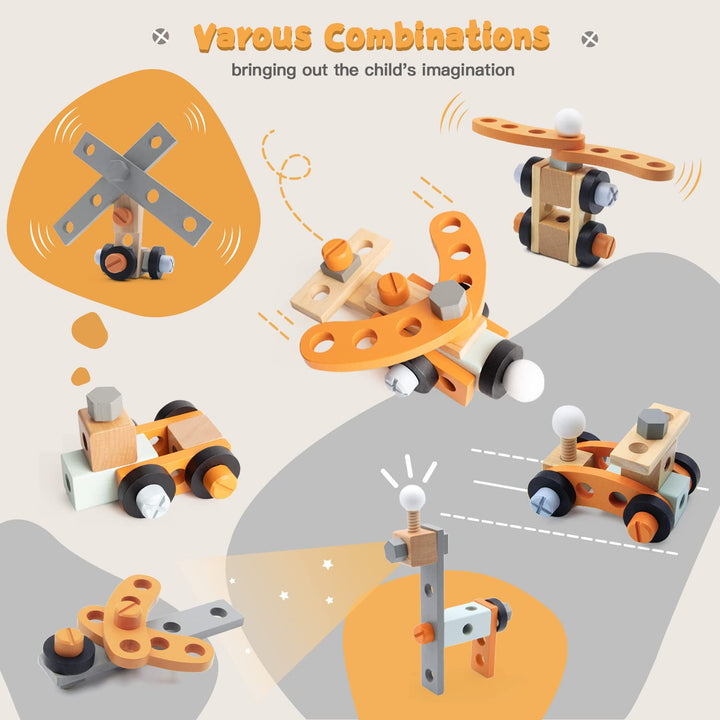 Labebe Lauflernwagen holz, Werkzeugbank für Kleinkinder, hölzerne Lauflernhilfe für Jungen und Mädch