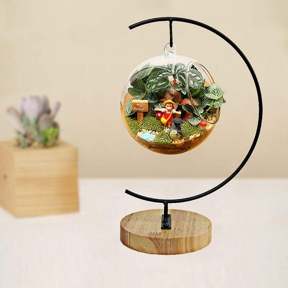 Fosinz Ornament Display Stand - Holz Eisen Hängende Stand Pflanzen Halter für hängende Glas Globe Ai