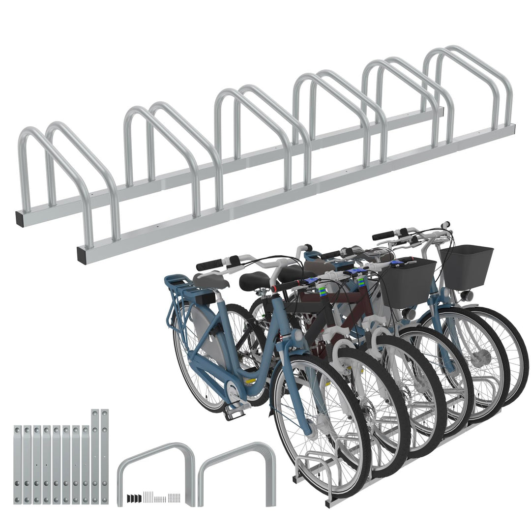 Froadp Fahrradständer Boden für 6 Fahrräder,Mehrfachständer für 30-65mm Reifenbreite, Galvanisierter