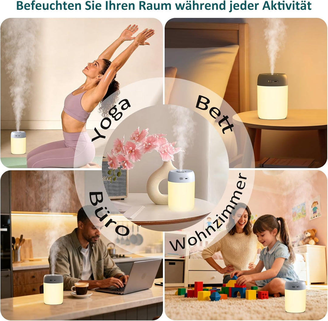 Luftbefeuchter für Schlafzimmer Pflanzen Growbox Bedroom Kinderzimmer,Klein Tisch Leise Air Humidifi