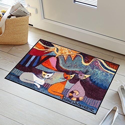 Efia Rosina Wachtmeister Fussmatte Lifestyle Le Onde 50x75 cm Tür-Matte waschbar Katzen bunt Designe