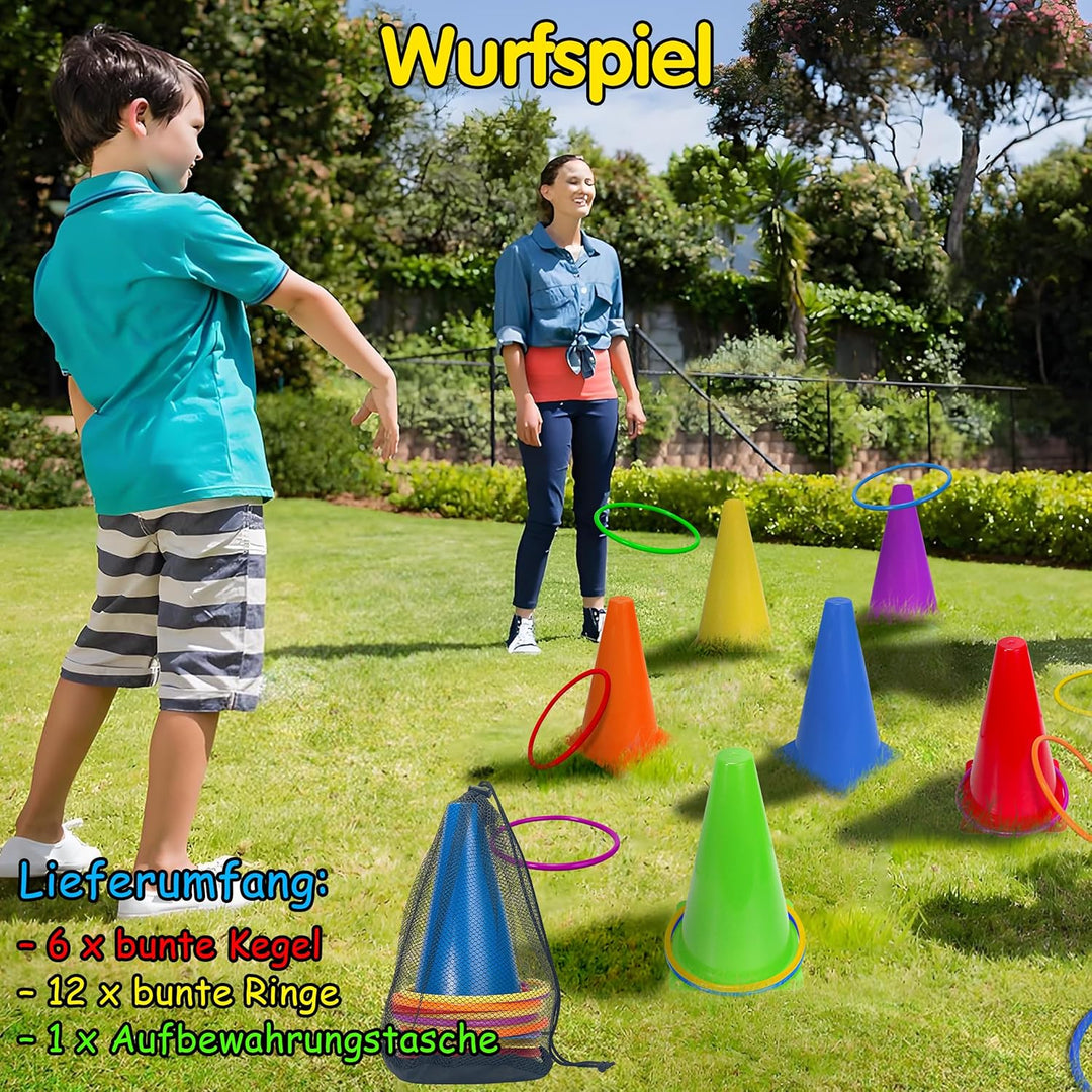 LINAYE Outdoor Spiele für Kinder Kindergeburtstag, Spiele für Draussen - Sackhüpfen Säcke, Eierlauf