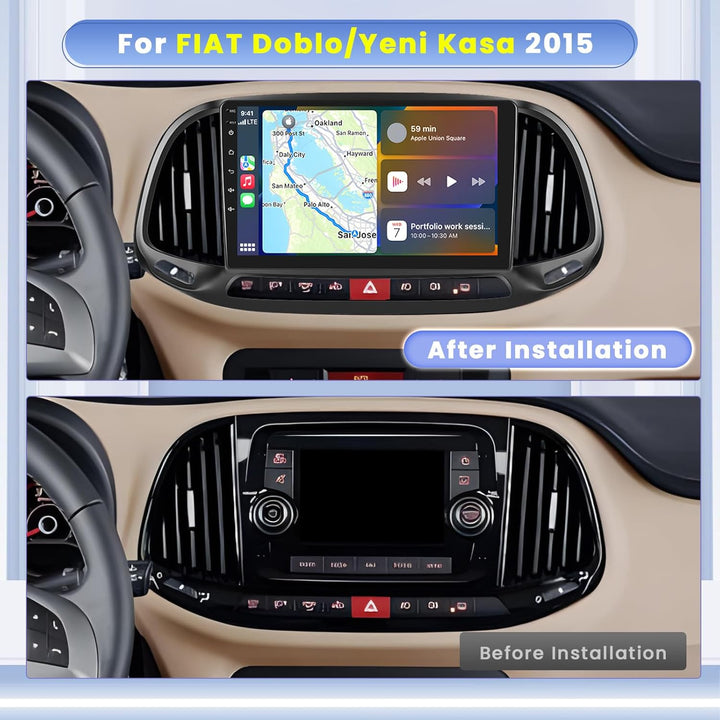 Hikity 8 core 4GB+64GB Android 15 Autoradio für FIAT Doblo/Yeni Kasa 2015 Radio Wireless CarPlay And
