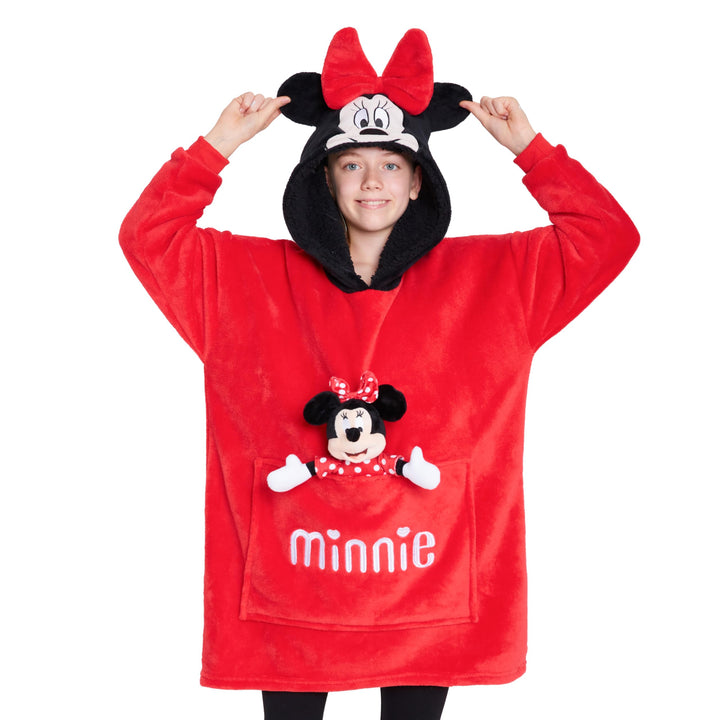 Disney Stitch Hoodie-Decke Kinder, Kapuzenpullover Mädchen mit Sherpa-Kapuze, 3D-Ohren, Kängurutasch