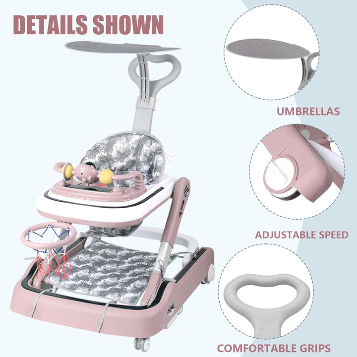 Lauflernhilfe für Babys, Lauflernhilfe mit Sonnenblende, geeignet für 6-36 Monate, höhenverstellbar,