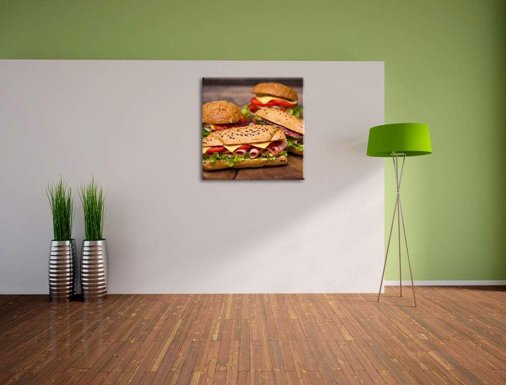 Köstliche Sandwiches, Format: 70x70 auf Leinwand, XXL riesige Bilder fertig gerahmt mit Keilrahmen,