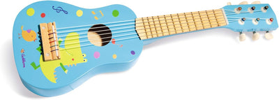 Eichhorn – Gitarre für Kinder – Blaue Kindergitarre, stimmbare Nylonsaiten, Holzspielzeug, mit Dino,