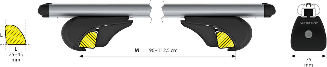 Lampa Barras portantes Nordrive Aluminio para coches Con Barras de origen : Barra portaequipajes Nor