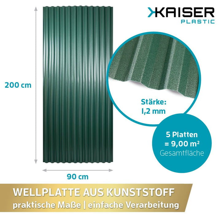 KAISER plastic® Wellplatten Grün | Wellplatten Dach, Welldach Kunststoff | Dachplatten wetterfest |